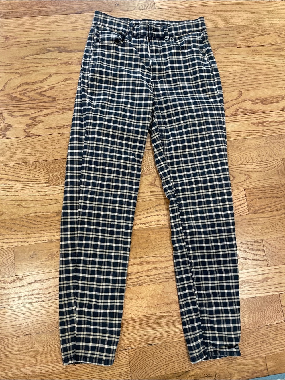 American Eagle Outfitters Navy & Cream Plaid Skinny Jeans